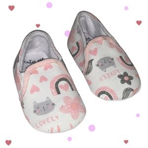 Baby Girls 6-9mon Kitty and Rainbow non-slip Slippers